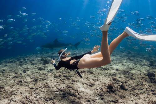 Girl snorkeling in the Bahamas